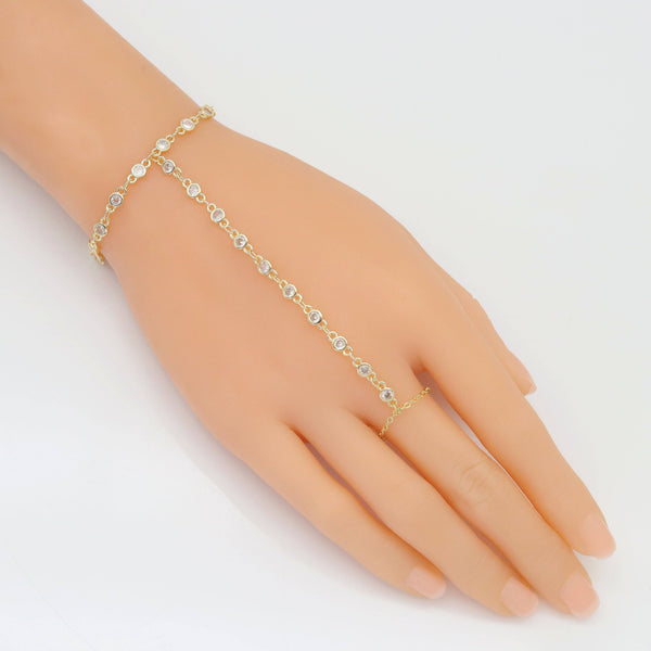 CZ Link Chain Hand Jewelry Bracelet