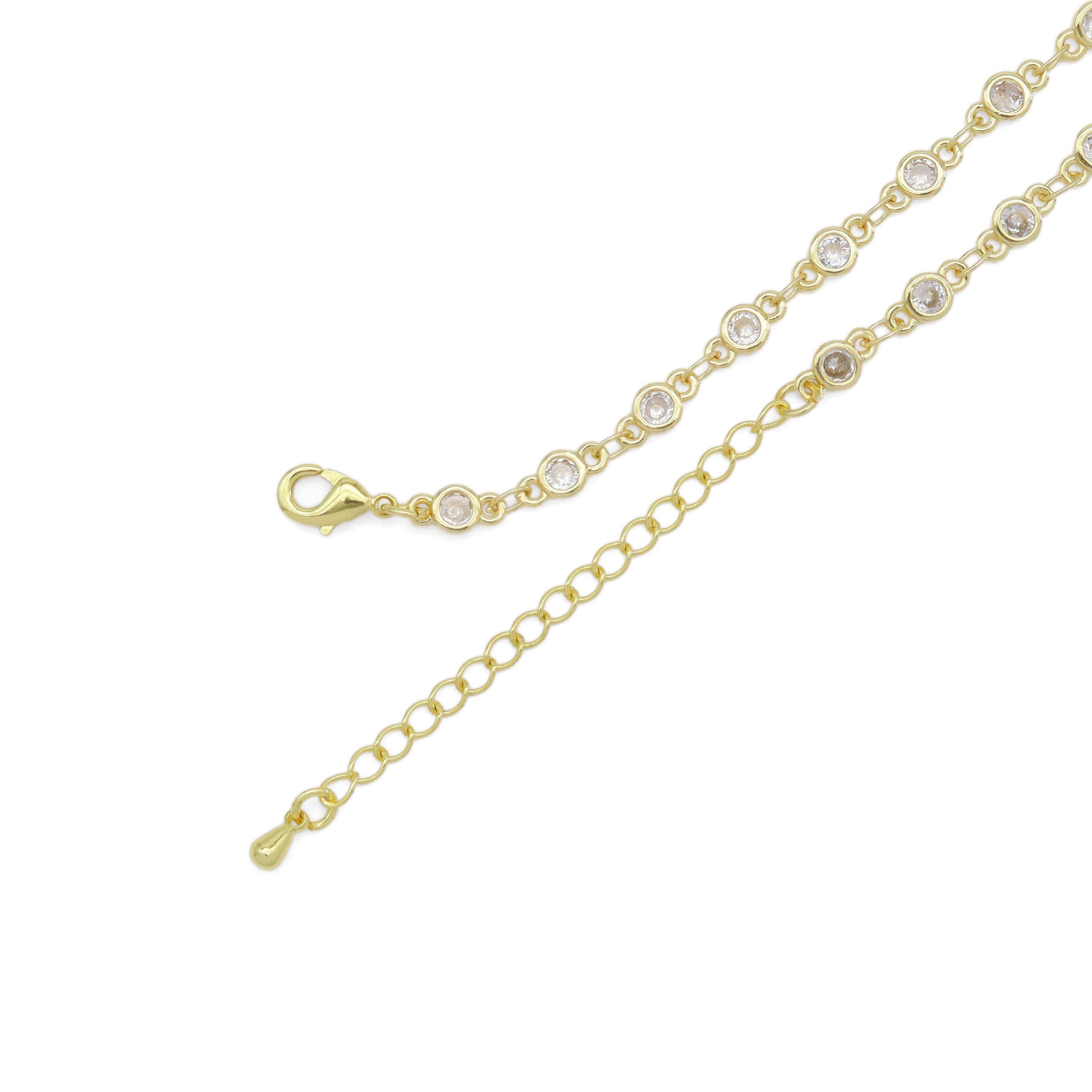 CZ Link Chain Hand Jewelry Bracelet