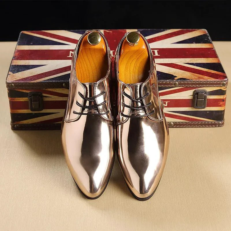 Mandotos Metallic Rose Gold Mens Dress Shoes Formal Office Footwear Classic Silhouette